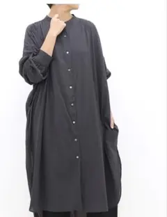 mizuiro-ind ミズイロインド スタンドカラーギャザーワンピース