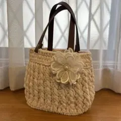 アイボリーモコモコバック&コサージュ