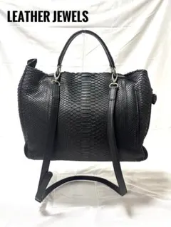 LEATHER JEWELS バイソンレザー 2way トートバッグ 黒 美品