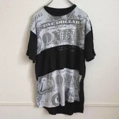 CR24 ドル紙幣 総柄プリントTシャツ L ストリート Y2K 半袖 古着