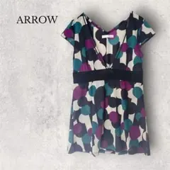 【極美品】ARROW アロー 幾何学ドット柄 チュニック ワンピース 日本製のサムネイル
