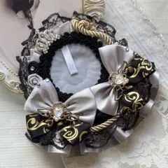 【 No.16 グレー × 黒 】色違い◎ 痛ロゼット ハンドメイド