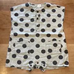 着画あり！！韓国子供服 水玉 ドット 半袖半ズボンオーバーオール Lサイズ