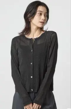 シアーラメ　チュール　カーディガン　グリーンレーベル　黒