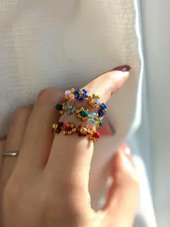 501 ビーズリング 3色3点セット