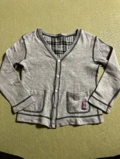 グレー リバーシブルチェック柄カーディガン