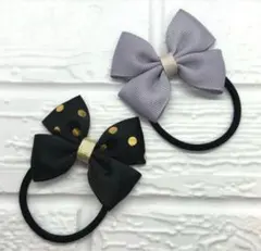 【096】ハンドメイド　グログランリボンのヘアゴム