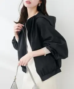 natural couture フード付きショートマンパ ブラック