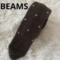 【BEAMS】ビームス　ブラウンドット柄 ニットタイのサムネイル