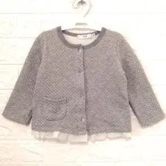 SHIPS KIDS　裾チュールフリルキルティングカーディガン　90
