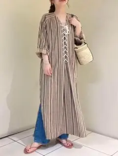 （K09322）SARA MALLIKA サラマリカ　ストライプ　ワンピース　M