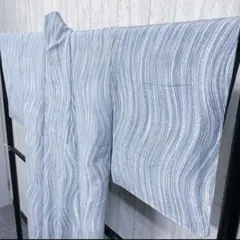 み*も様 小紋着物 青系波模様　洗える着物