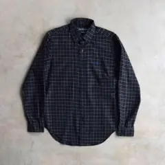 90s ラルフローレン グラフチェックシャツ 黒ブラック M レア