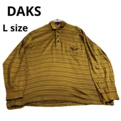 DAKS 長袖ポロシャツ マスタード ボーダー柄 L 春夏コーデのサムネイル