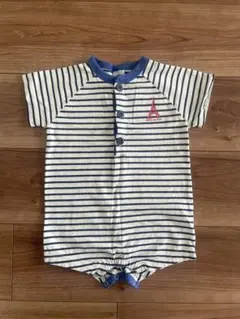 PETIT BATEAU ストライプロンパース 6m 67 70 半袖
