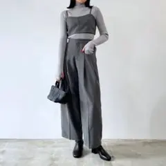 MN289 新品 Frame ビスチェセット パンツ F グレー ピンストライプ