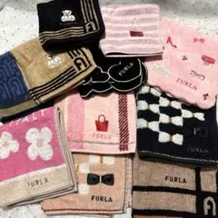 フルラ　ハンカチ11枚まとめ売り　リボン柄　花柄　バッグ柄　ピンク　黒　ベージュ