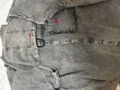 one point hoodie/フリンジデニム 刺繍 半袖パーカーのサムネイル