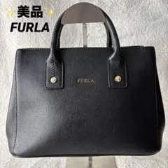 ✨美品✨ FURLA フルラ レザー 2WAY ハンドバッグ ブラック 黒 本革 FURLA フルラ サフィアーノレザー2WAYショルダーバッグ ブラック