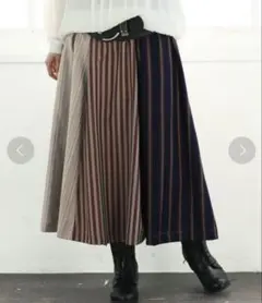 somari imagination マルチストライプ 柄フレアスカート