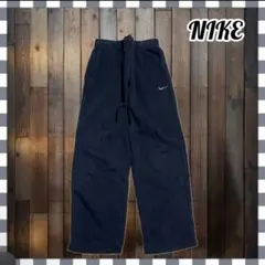 【大人気】NIKE ナイキ スウェットパンツ 刺繍ロゴ ネイビー 太め ワイドL