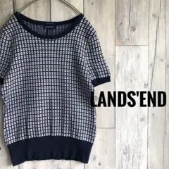 LANDS'END ランズエンド　コットンニット　半袖ニット　総柄　サマーニットのサムネイル