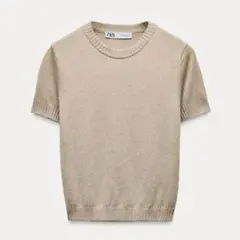 ZARA プレーンニットトップス　ショートスリーブ