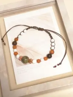 せ*愛様 ユナカイト×ピンクラリマー×エクロジャイトのマクラメアンクレット（ブレ