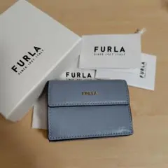 【美品】FURLA 三つ折り財布 ライトブルー