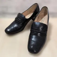 【美品/日本製】Re'Noirルノアール ローファーパンプス24.5黒 冠婚葬祭
