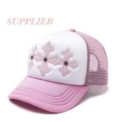 Supplier クロス刺繍キャップ ピンクぱーや Supplier メッシュ キャップ CAP ピンク クロス - メルカリ