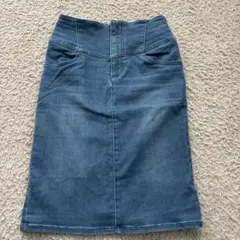 デニムブルー タイトスカート 膝丈