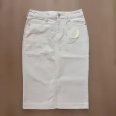 新品タグ付き⭐︎オペークドットクリップ デニム タイトスカート M ひざ丈 白