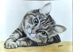 猫の水彩画 アート作品　A4サイズ