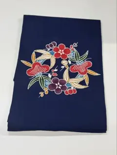 紅型　花柄　名古屋帯 ネイビー