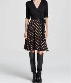 ダイアンフォンファステンバーグ ドットスター×シルクシフォンワンピースM 星柄