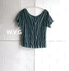 ギャザー入りダークグレー半袖Tシャツ