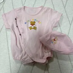 Miki House ピンクロンパースと帽子セット