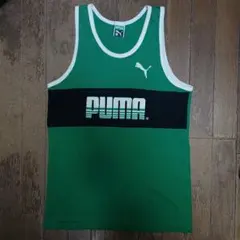 PUMAプーマ古着屋購入70s〜80sヴィンテージ目付きプーマ タンクトップL緑のサムネイル