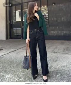 神戸レタス 岡部あゆみさんコラボ ワイドストレートデニム XS インディゴ