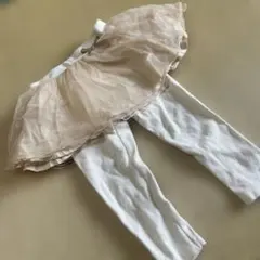 petit main チュチュ付きレギンス90㎝＆ストライプワンピース80㎝