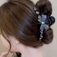 ヘアクリップ バンスクリップ 黒 ブラック 大きめ