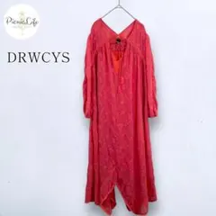 【ドロシーズ】刺繍入りVネック長袖ロングワンピース シアー 薄手 ゆったり