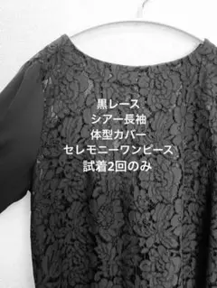 美品 長袖シアー 黒レース セレモニーワンピース M L