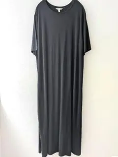 H&Mネイビースリット入りカットソーロングワンピースXL紺色マキシ