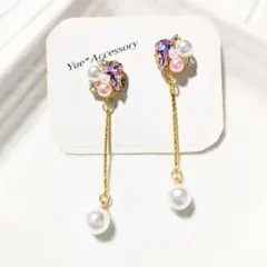 P-327　ハンドメイド☆ビジューピアス／イヤリング