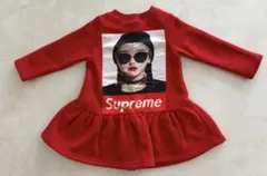 お洒落な 赤 スウェットワンピース 裏起毛