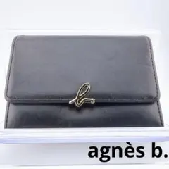 【agnès b.（アニエスベー） ロゴ金具 名刺入れ ブラック レザー】