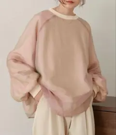 シアーレイヤード裏毛スウェット ピンク