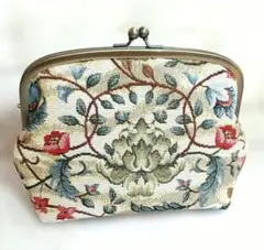 ゴブラン織、花柄がま口バック